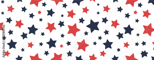 Patriotic star seamless pattern, red blue decorative background for national celebrations and textile vector designs