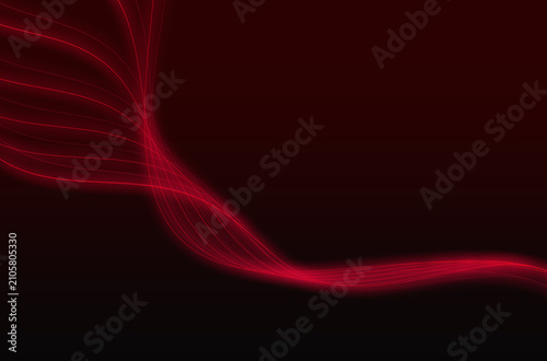 Abstract red neon wave lines on dark background vector illustration