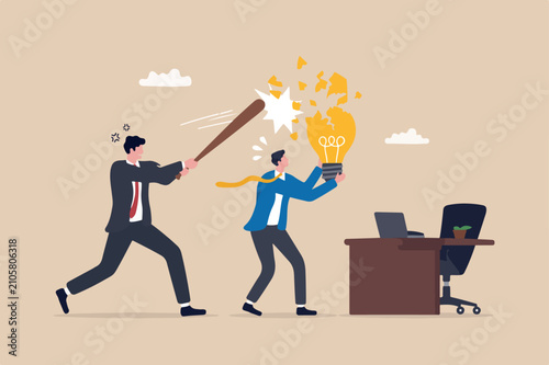 Tableau sur toile Jealousy colleague, toxic boss kill all ideas never been implemented, envy or di