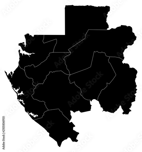 Canvastavla A contour map of Gabon with province borders