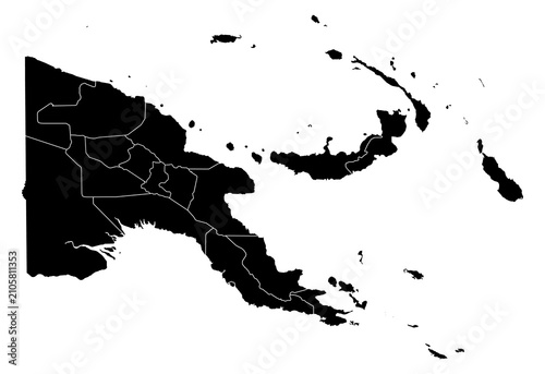 Obraz na płótnie A contour map of Papua New Guinea with provincial borders