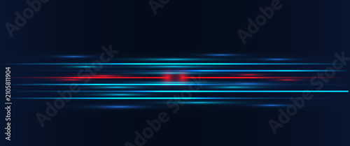 Bild auf Leinwand Abstract technology background glowing blue data streams with a red disrupted signal, representing connection lost, network interruption, data transmission failure