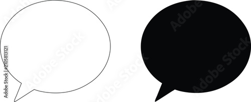 Black silhouette of round speech bubble shape isolated on transparent background vector graphic element for messaging.