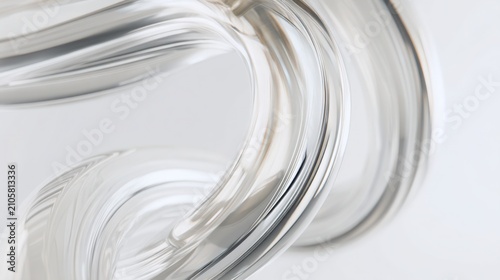 elegant transparent glass ribbons twisting into abstract curves, soft reflections, minimalist luxury design, premium architectural aesthetic, clean