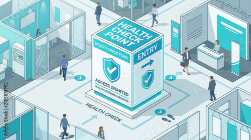 Health Checkpoint With Access Granted Sign Board At Event Entry