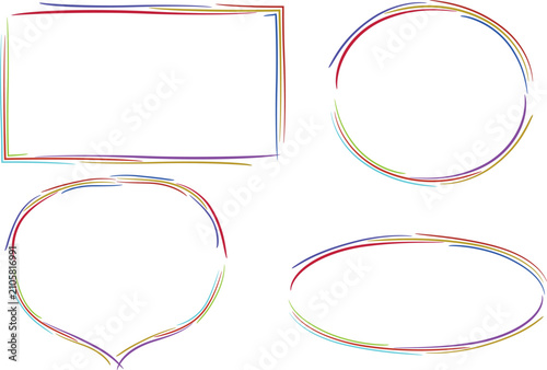multicolor sketch different shapes frames set