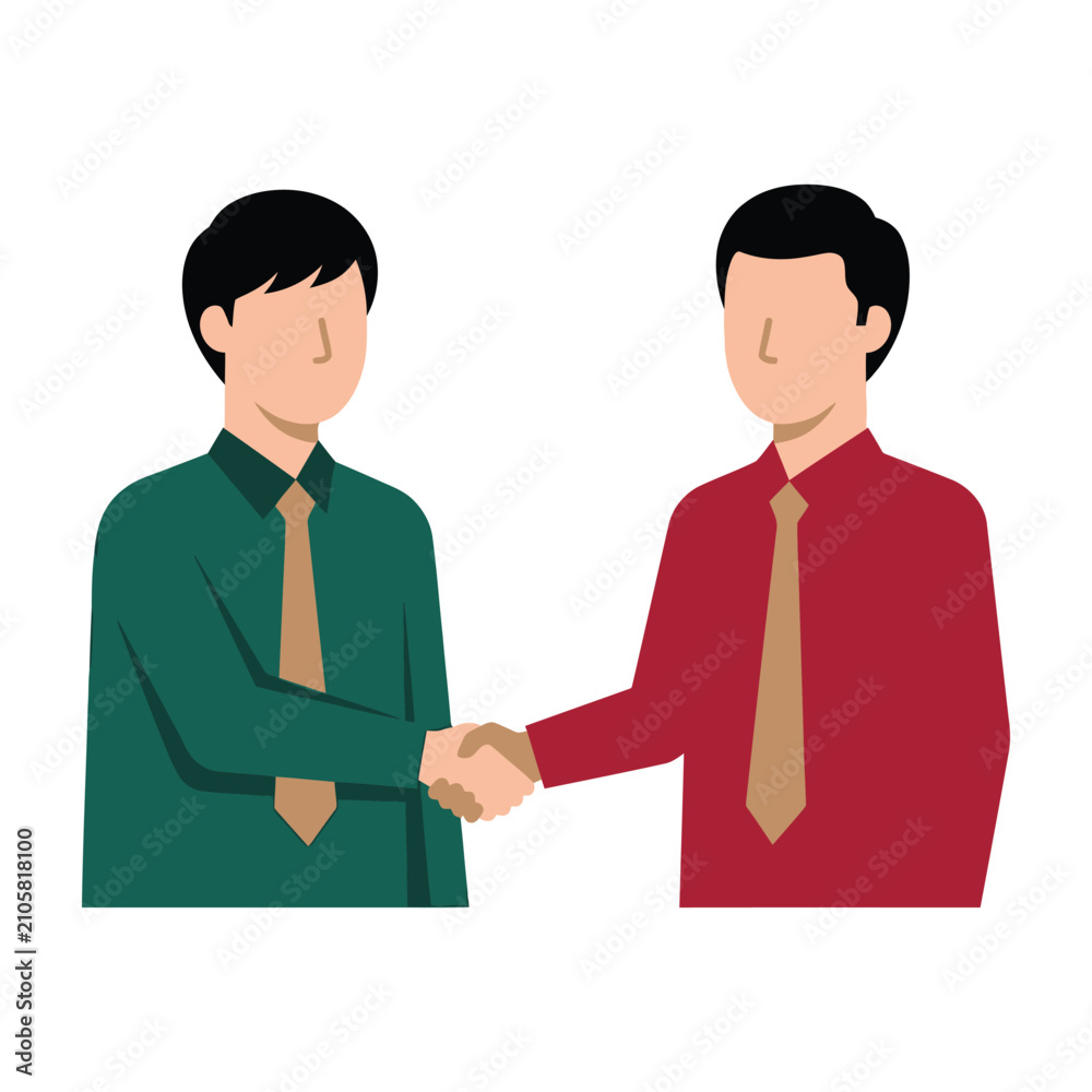 Fototapeta premium Two Businessmen Shaking Hands Representing A Successful Corporate Partnership Deal