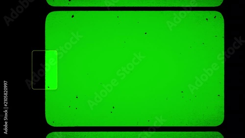 Old shaking film frame animation, dark and flickering dirty green screen