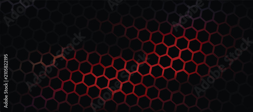 Foto Abstract dark background with a futuristic hexagonal grid pattern, featuring a v