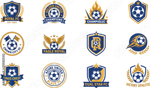 Canvas Print Soccer Team Logos Collection Vector Illustrations With Shields And Emblems