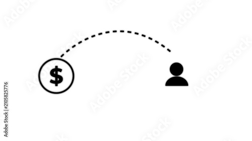 verifying digital transfer through , safe, and seamless financial service.Money transfer to user icon for digital payment services. Financial transaction icon animation.