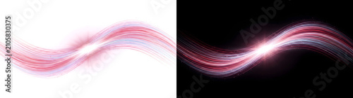 Fotografie Red pink glowing wave line twists gracefully with a bright energy burst in PNG,