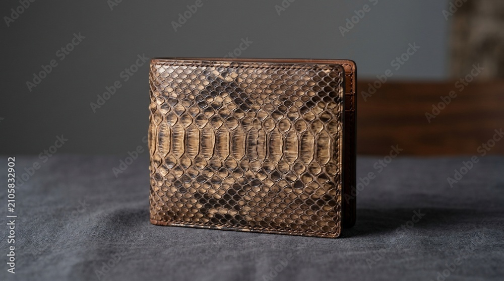 Obraz premium Exotic skin wallet close up showing unique natural texture and pattern