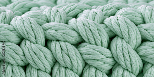 Close-up view of light green woven rope texture