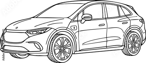 Φωτογραφία Modern electric crossover vehicle line art with electric automobile transportati