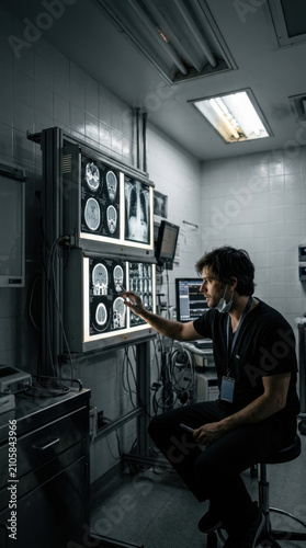 Medical Professional Examining Brain Scans In A Clinical And Modern Setting