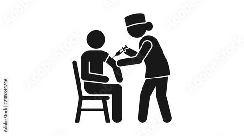 Vaccination Silhouette Icon Healthcare Worker Administering Injection To Patient