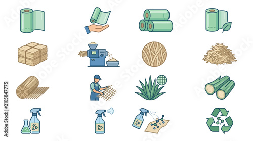 Agave plant processing and manufacturing for sustainable products, including paper, fabric, and cleaning solutions, with a focus on eco-friendly production and recycling.