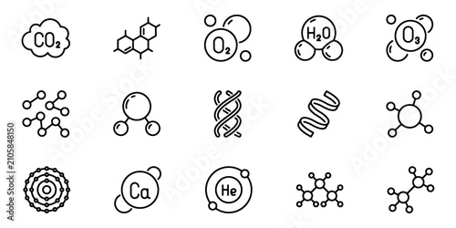 Obraz na płótnie Molecule Line Icons Set