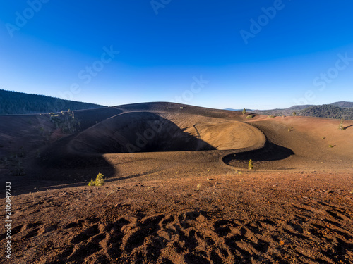 Cinder Cone crater in Lassen Volcanic National Park, California, USA on a sunny afternoon.