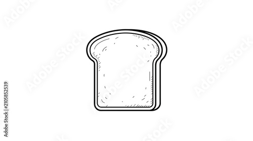 Slice Of Bread Line Art Black And White Illustration