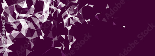 Translucent multicolored triangles against a dark background evoke network connections, data, and virtual space. The illustration conveys the atmosphere of modern hi-tech design and futuristic