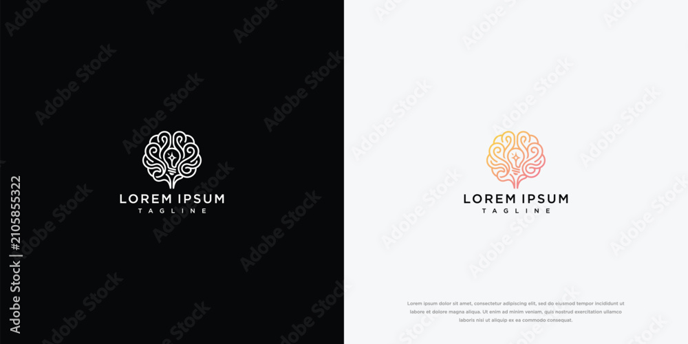 Fototapeta premium Modern Abstract Brain Logo Concept with Intricate Mandala Pattern and Gradient Colors