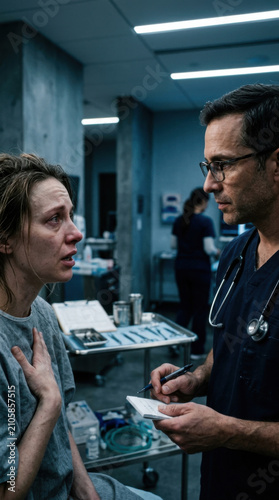 Doctor Patient Conversation In Modern Hospital Emergency Room Setting