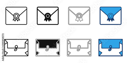 Slika na platnu Certificate icons set award diploma recognition achievement in four color variat