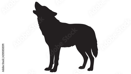 Принти на полотні Wolf silhouette against a white background a dark outline of a canine howling