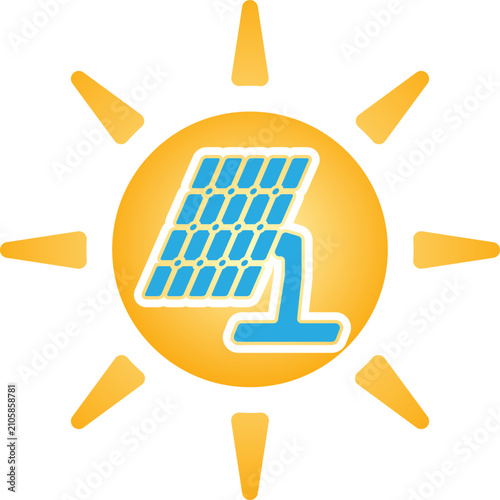 Solar Panel with Sun Illustration