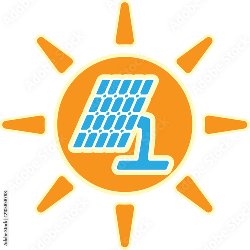 Solar Panel with Sun Illustration