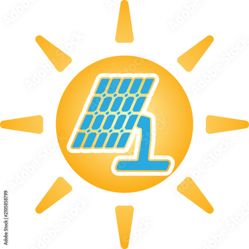 Solar Panel with Sun Illustration