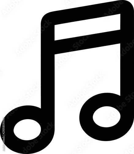 Simple black musical eighth note symbol on a white background
