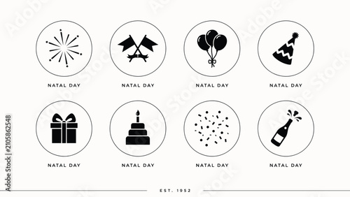 Photos Vintage black and white celebration icons for festive occasions with monochromat
