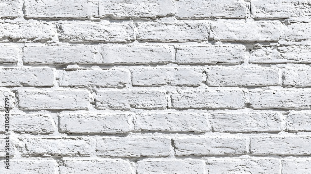 Fototapeta premium Clean white painted brick wall texture with horizontal masonry pattern