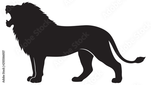 Lion Silhouette Against White Background A Graphic Representation Of The Animal