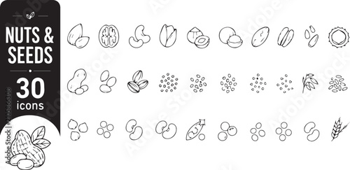 Fotografia Minimalist black and white vector illustration set featuring thirty distinct han