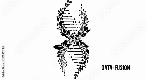 Elegant DNA helix intertwined with delicate leaves, symbolizing nature and science fusion.