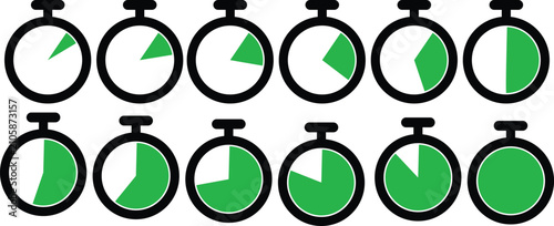 Photos Set of twelve stopwatches with different time intervals