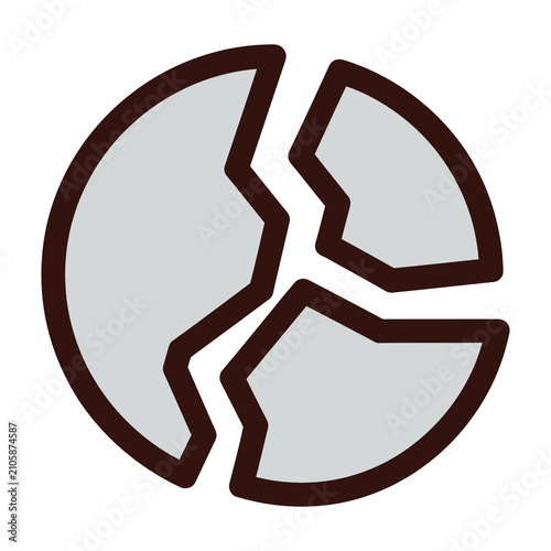 Картината върху платно Broken circle icon representing fragmentation or failure in a minimalist style f