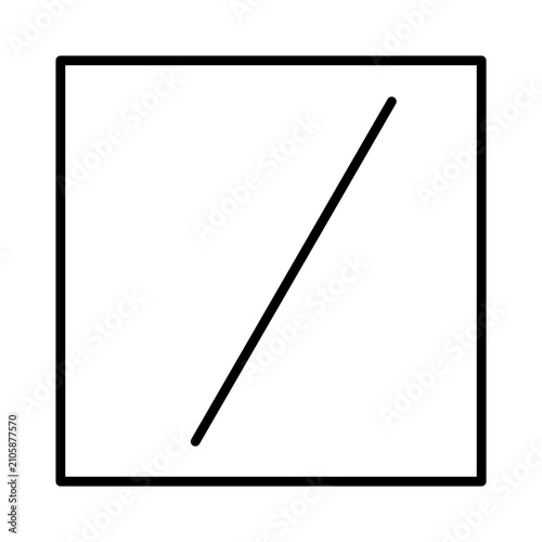 Square with slash inside line icon