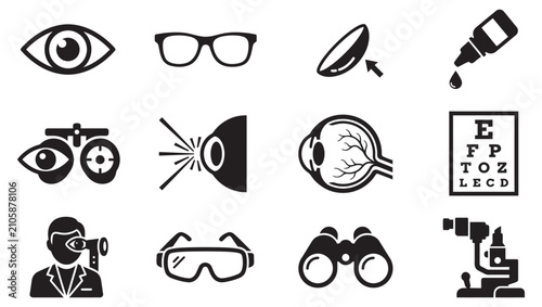 Tableau sur toile Eye Care Icon Set for Ophthalmology and Vision Health