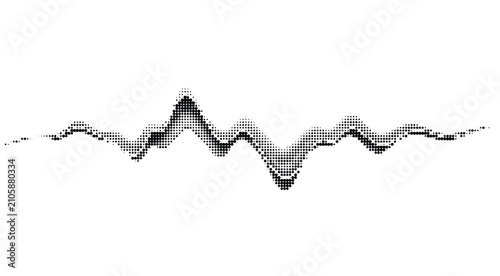 Tableau sur toile sound wave halftone equalizer made of black dots, abstract audio visualization, dynamic fluctuating line, music concept