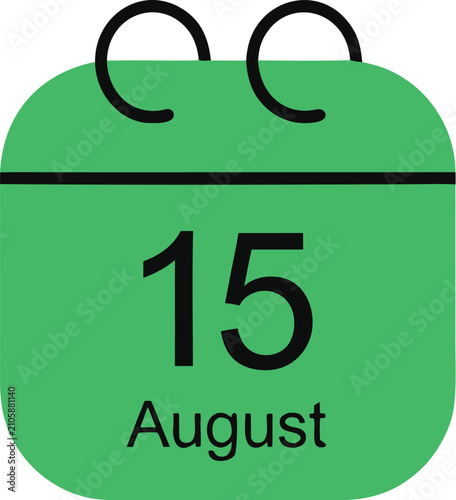 Green calendar icon with August 15 date