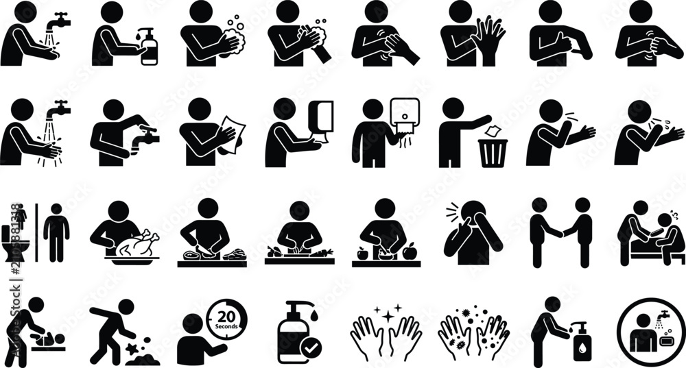 Obraz premium Set of hygiene and health icons