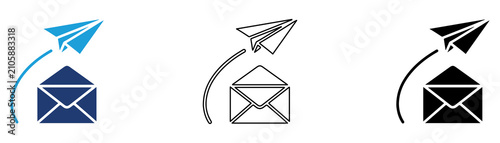 Obraz na plátně Multicolor Send Email Icon Set with Filled and Outline Styles for Mail Communica