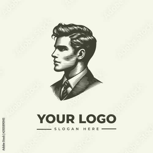 Elegant portrait of a young man in a suit for a professional business logo.