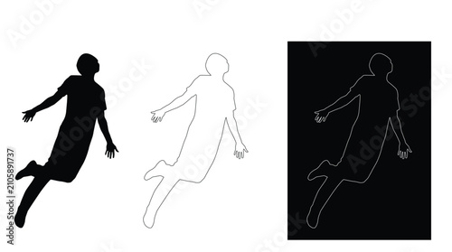 Floating Human Figure Silhouette Vector Illustration
