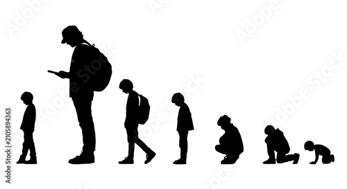 Foto Human Life Cycle Progression, Childhood to Adulthood Silhouette Vector Set, Stag